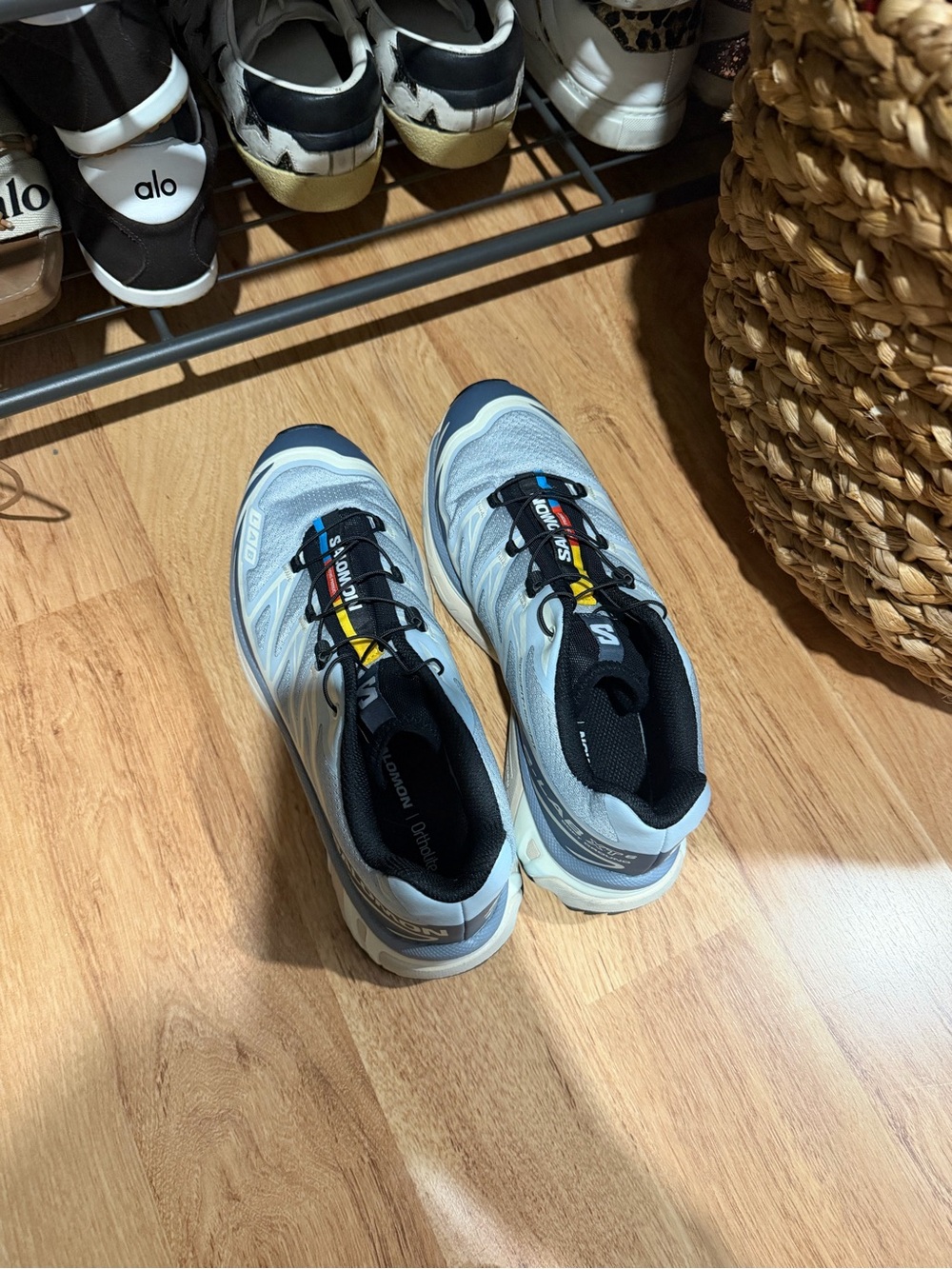 Salomon Light Blue and Black Trail Running Shoes with Black Accent